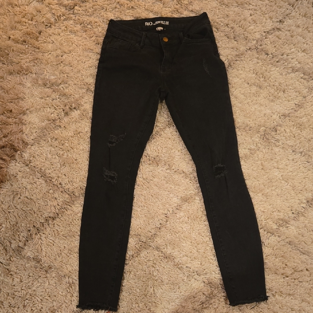 RIO Black Ripped Skinny Jeans